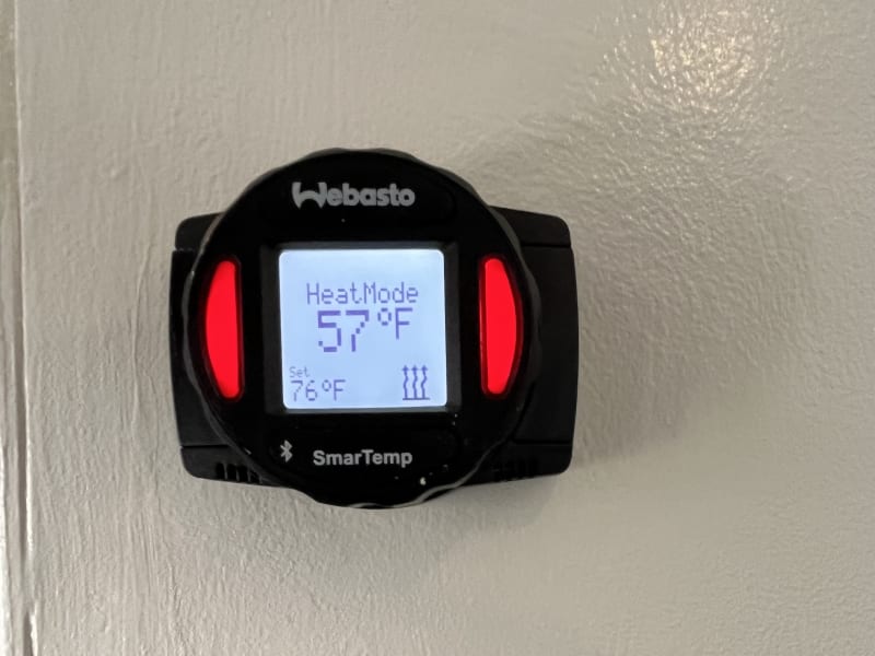 Heating thermostat can be set.  It runs on gas