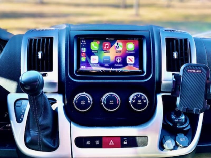 In-Dash touch screen monitor includes a night vision rear view camera and Apple Car Play to easily jam to all your tunes going down the road!


