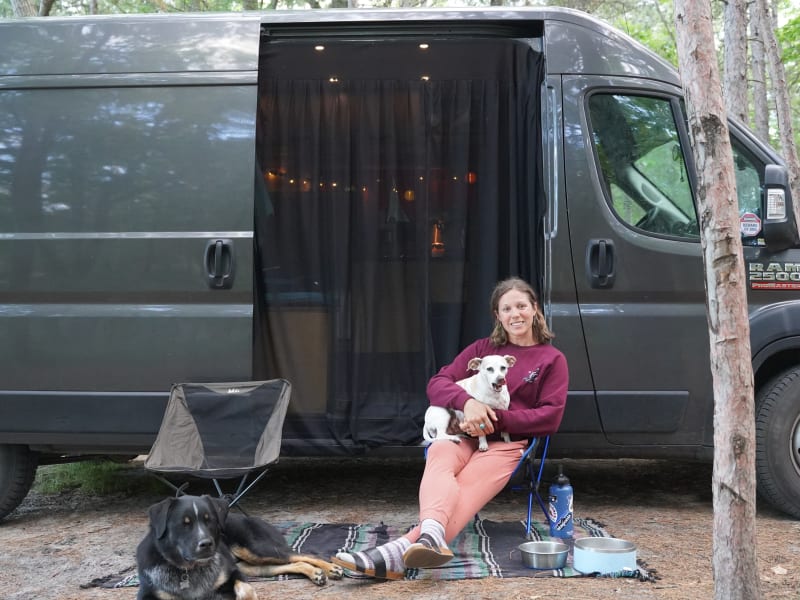 Camp chairs and outdoor mat included. 

Magnetic bug screens for side and rear doors (super easy to install) are included. 