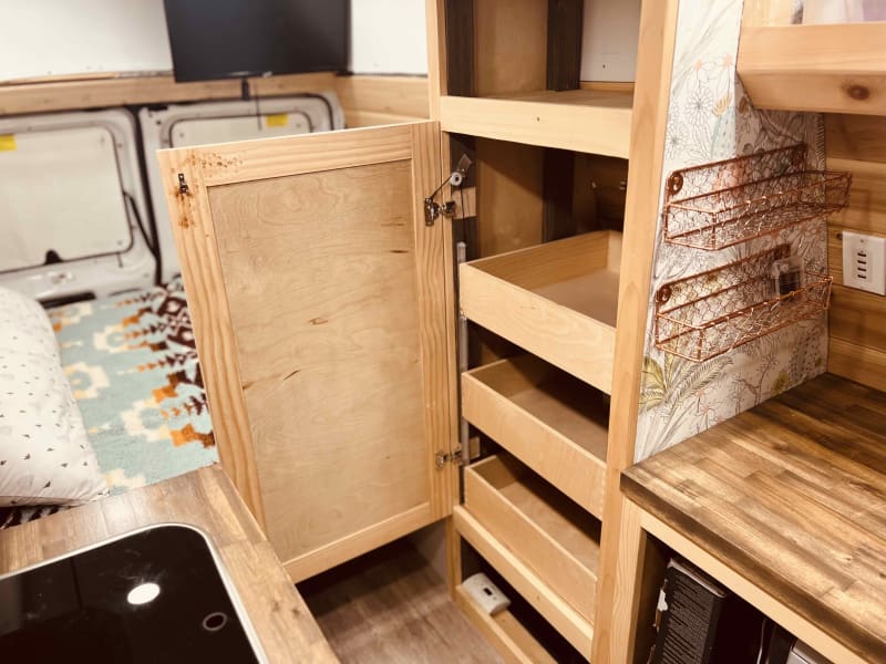 Pantry drawers and open storage