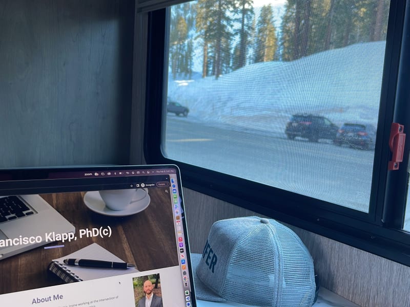 Getting some work done after hitting the slopes in Mammoth
