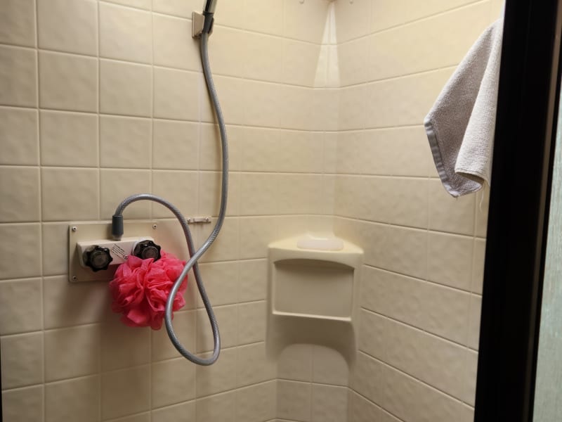 Upgraded shower head and skylight in bathroom. Even individuals over 6 feet can fit comfortably.