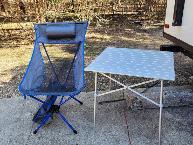 ADD-ON OPTIONS:
Blue ultra light chair, we have 2 available. Aluminum camp table, we have 1. See listing details and add-on section for details. 