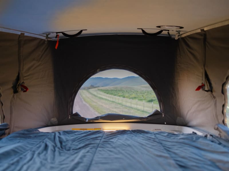 View from the pop top. The pop top also features lighting and charging ports. 