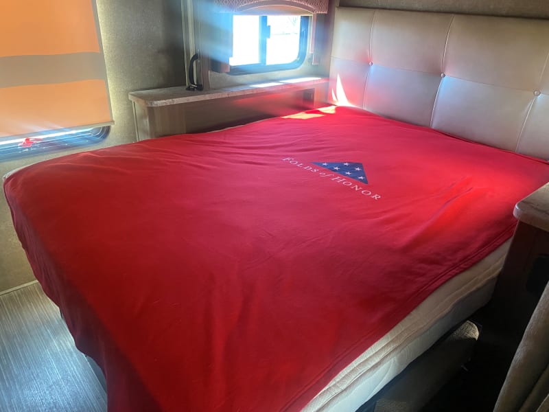 Full size bed in back when camping.