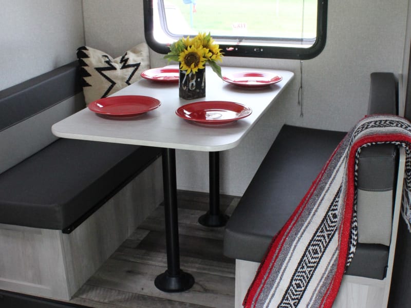 The dinette comfortably seats four adults for family and friend dinners. 