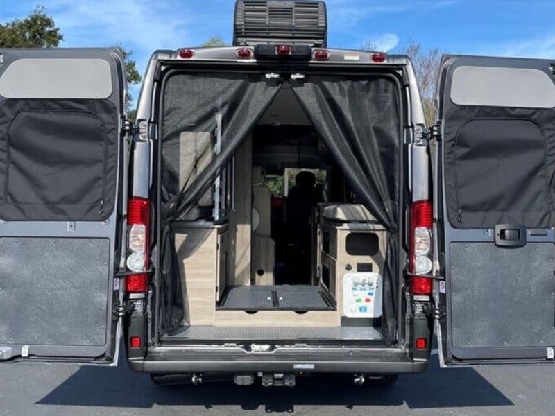 Step into freedom and relaxation with our RV's double rear doors, designed to enhance your outdoor adventures. The insect screen adds an extra layer of comfort, allowing you to enjoy fresh air while keeping unwanted insects outside. 