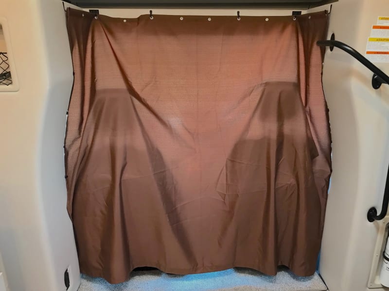 Quick privacy curtain. Cab windows panels can also be used when captain chairs rotated 180 degrees.
