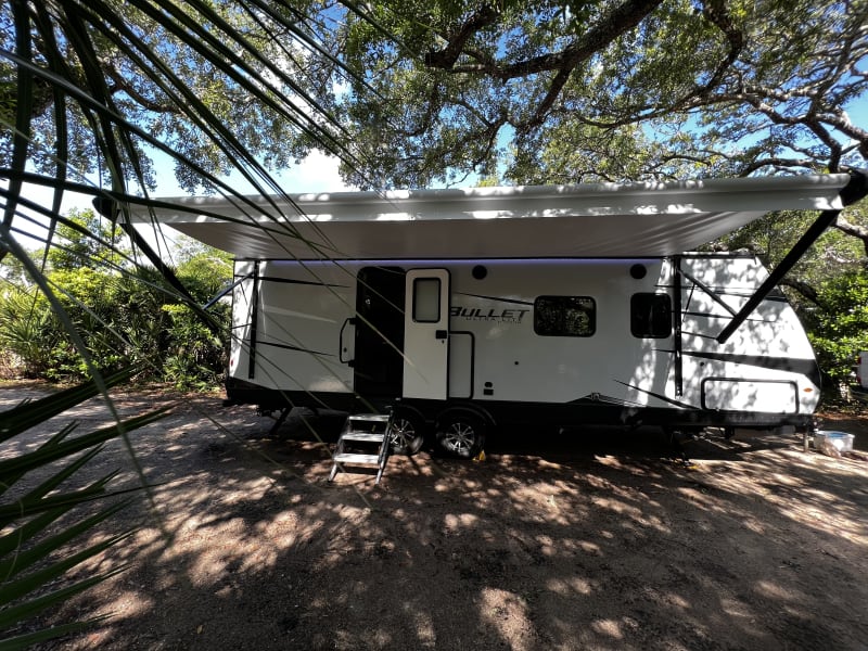 The awning provides a great place to get out of the sun!