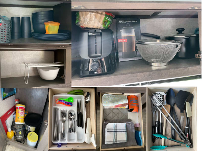 Drawer and cabinet contents.