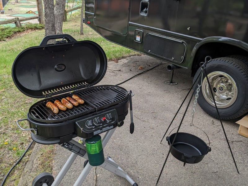 Propane grill included.  If you want more over the fire cooking I can provide a cast-iron dutch oven and tripod, just ask and its included.