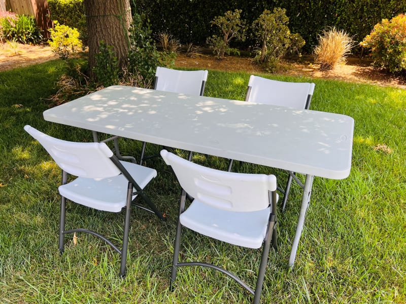 Add-on: 4 plastic folding chairs and 6 ft table ($10/day)