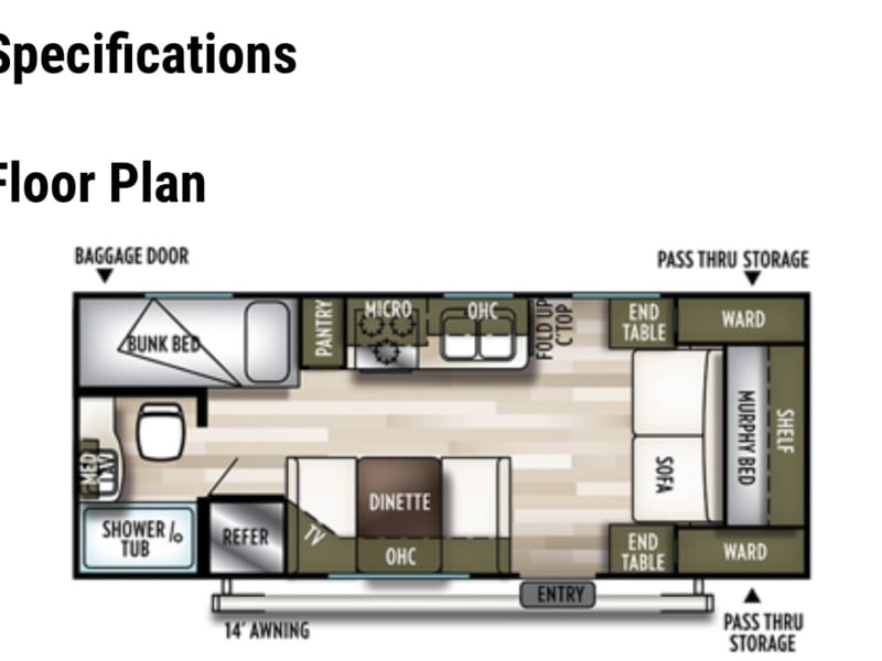 This photo shows the floor plan.  The space has been maximized for comfort and function in a compact area!
