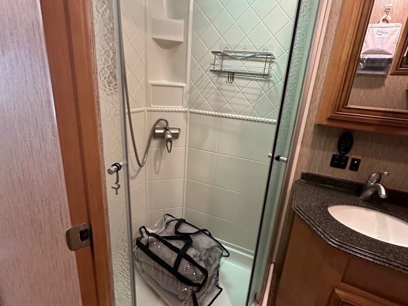 Large shower with added towels for your use