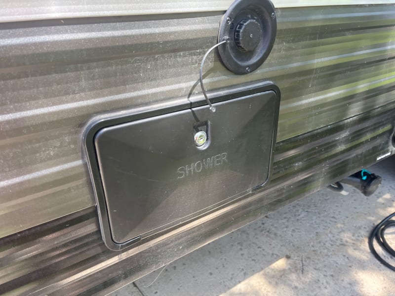 Outdoor shower to clean the sand off