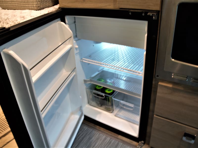 Deep fridge and freezer up top. 