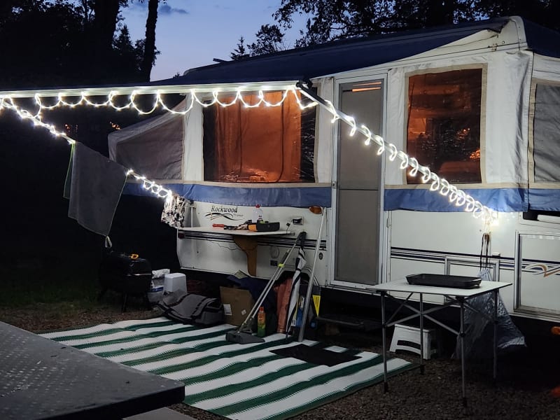 Awning and the lights.