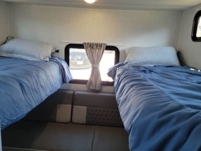 Bunks and couch bed.