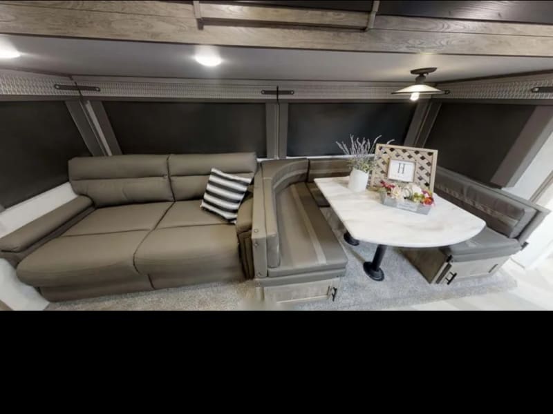 Dining and fold out couch/bed.