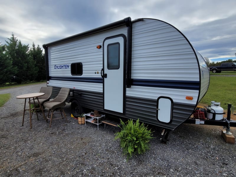 Camper exterior setup in Virginia. 