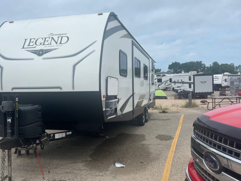 Sassy camper enjoying Grand Haven MI