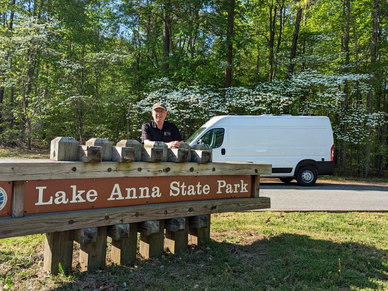 Beautiful Virginia state park; overnight campground on trip to family gathering and visits to Jefferson/Madison/Monroe homes in Charlottesville