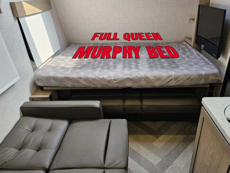 A full size queen bed. Woohooo!