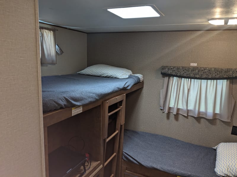 Storage and TV area in rear bunkhouse