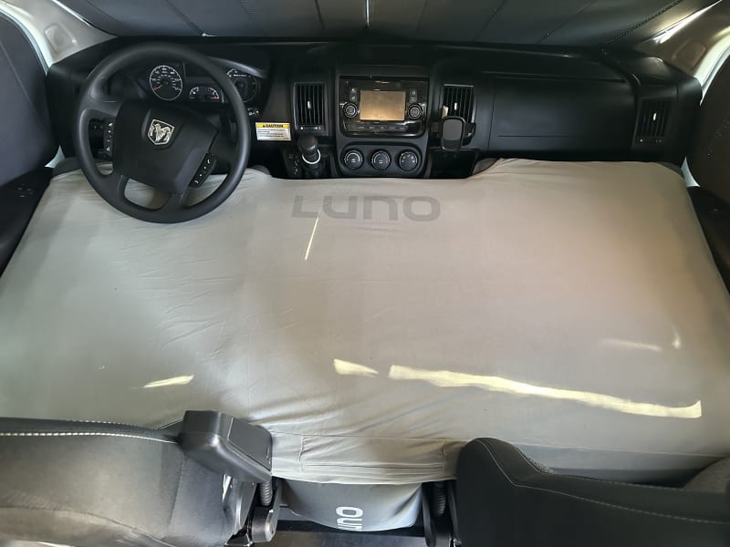 The Luno air mattress is a two piece system that is custom fit for giving you an extra sleeping space over the front seats.