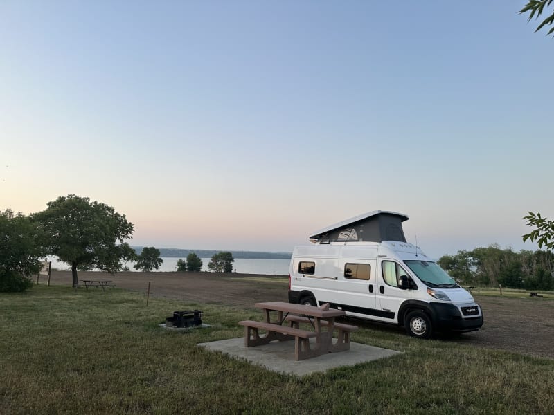 Van, down by the river.