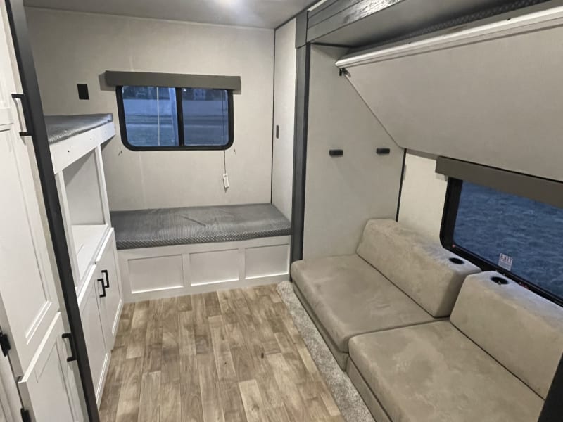 Separate bunk room in the back of the trailer. 