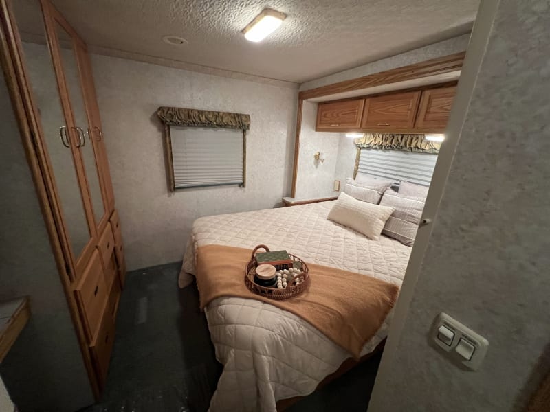 Cozy back bedroom with lots of storage space.  