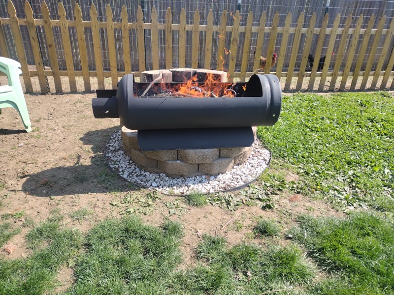 My handy fire pit, useful for areas that require an elevated campfire. 