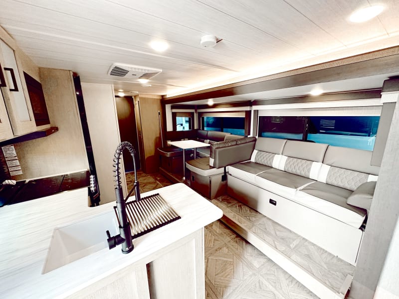 A large living space with plenty of seating