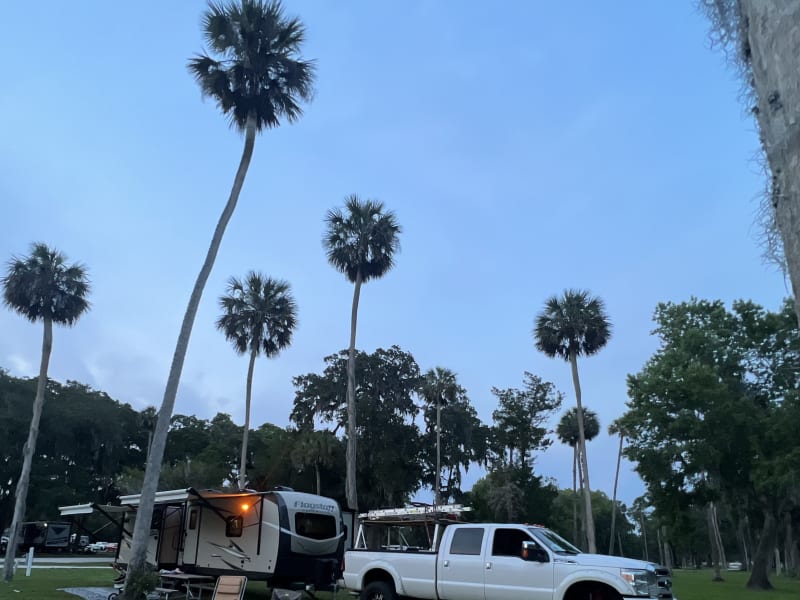 Camper attached to truck in Florida! Slides NOT open yet.