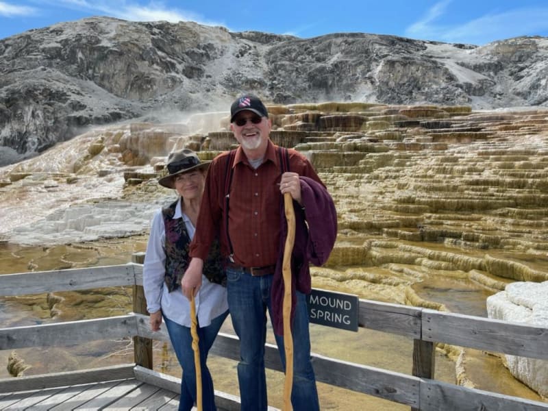 Yellowstone offers a variety of hot springs, geysers, bison, waterfalls and much more. There are camping parks located outside of the park. This is an amazing adventure. We’ve been there several times and are always surprised by something new.
