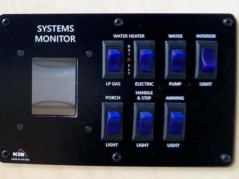 Systems for lights, electric, gas, and water pump & heater.