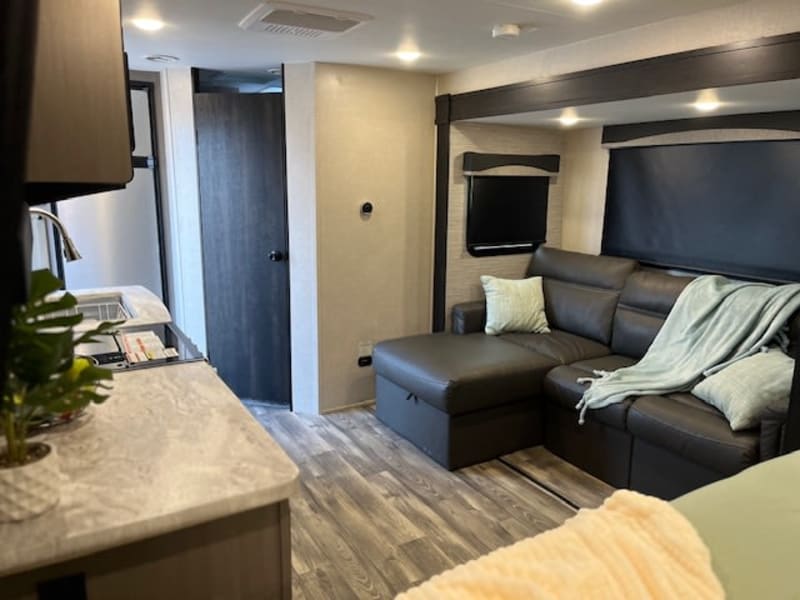Lounging area facing tv.