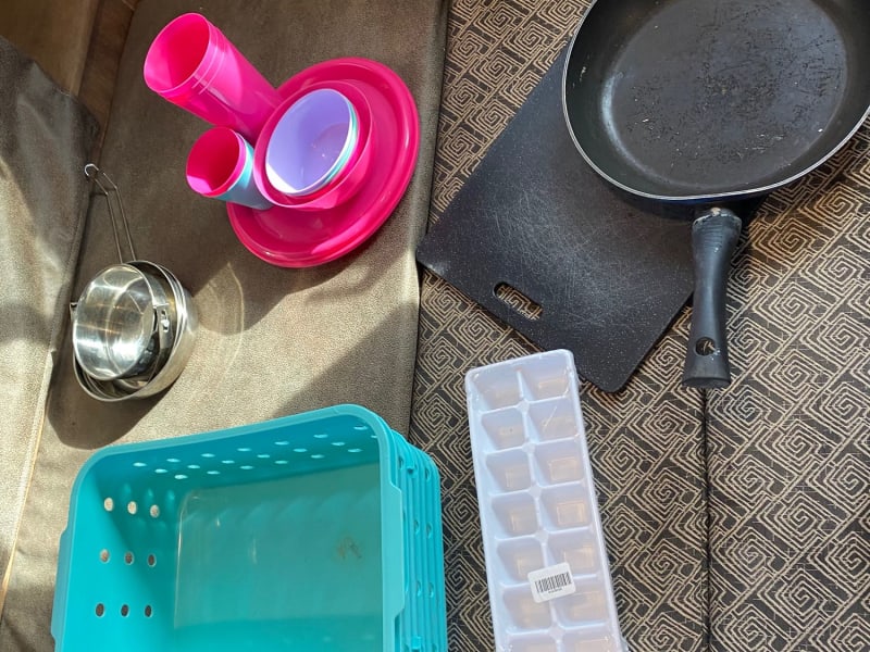 Extra kitchen gear for campfire use. There is new kitchen gear for stove top use. 