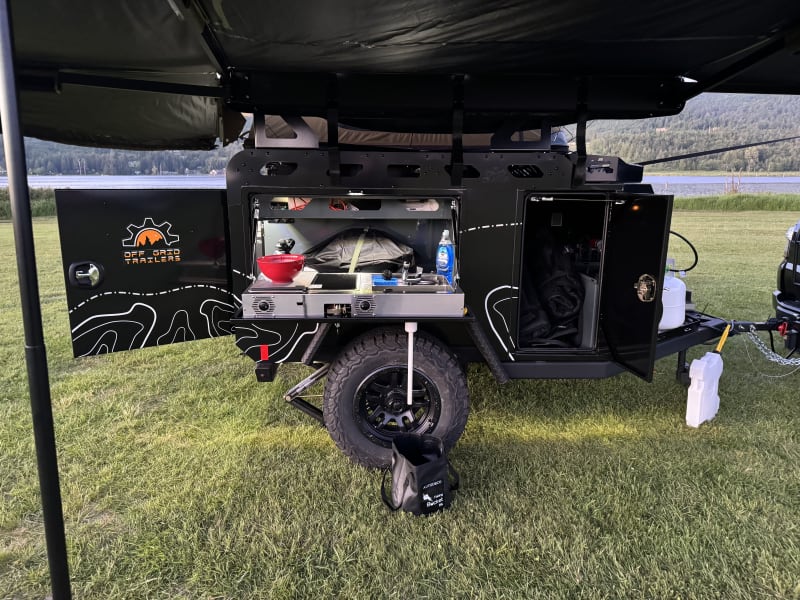 2 burner gas cooktop and sink with hot water on demand.