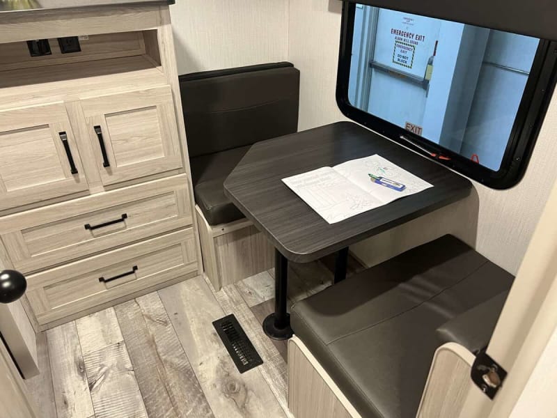 Private Bunkroom has a dinette that converts to a 4th bunk.