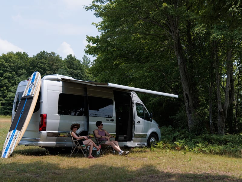 Here's our 2023 Grech parked at our Howe Lake property in Michigan.  Stay at Howe lake or find your own destination.