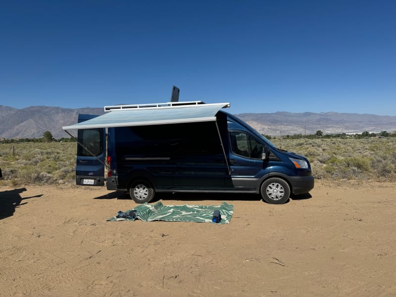 Outdoor with awning and rug
