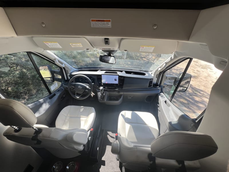 Comfortable cab with swivel seats
