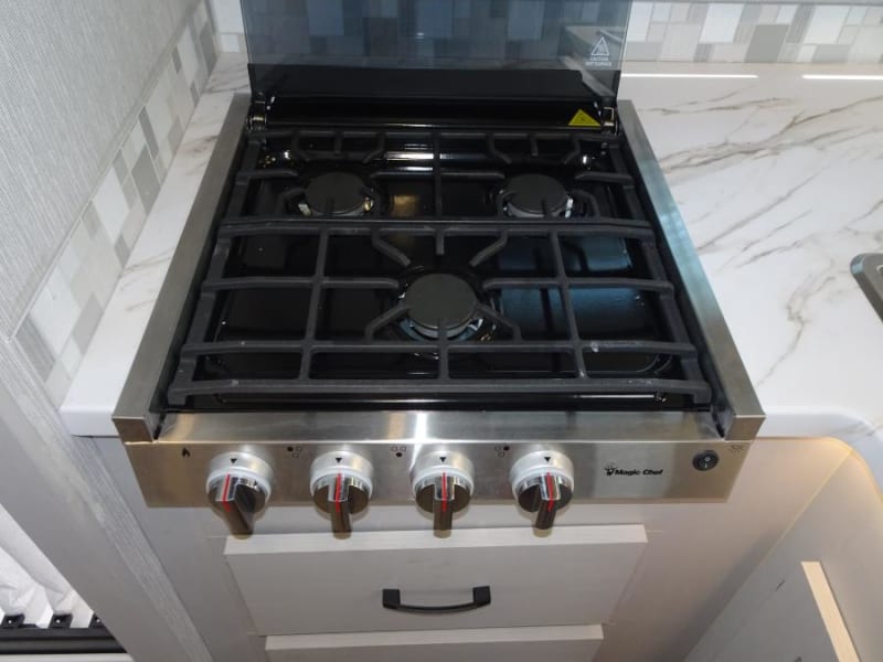 Large gas stove for cooking. I will add some stove liners so it will be a breeze to clean up when you are done. 