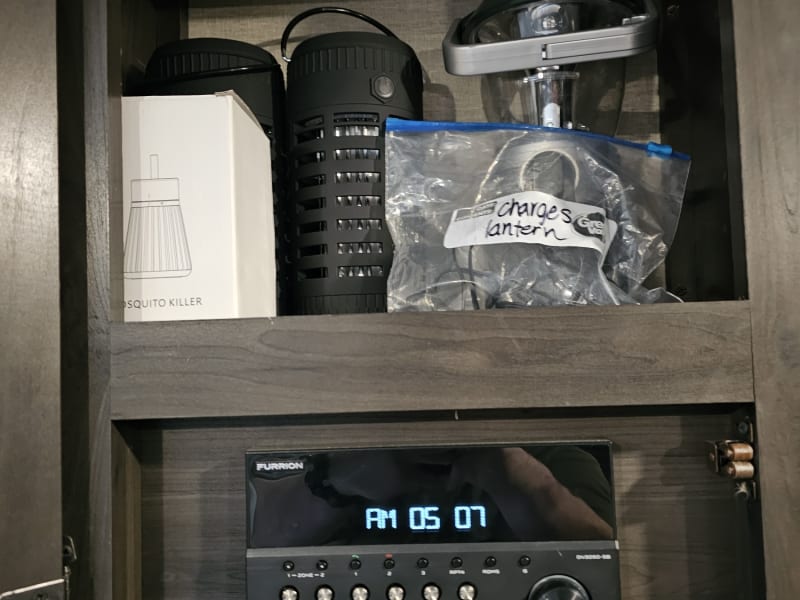 Radio with working internal and external speakers. Bug lanterns and an emergency wind up lantern also included.