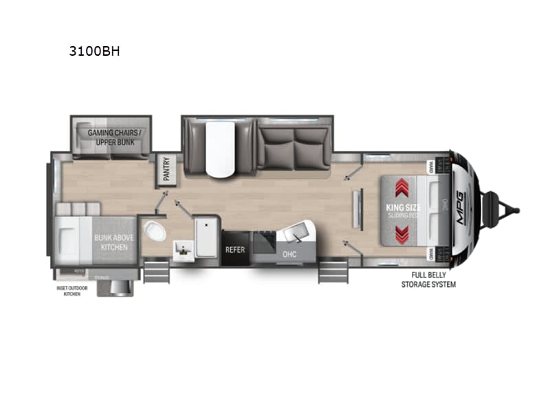 A spacious floorplan with two entrances, sleeping up to 9 people. Perfect for families or groups.