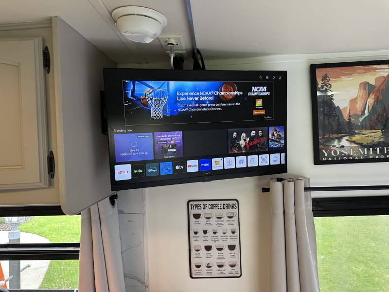 Smart TV with provided access to Netflix, Hulu, Disney, and HBO