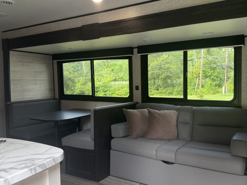 Extra storage space under dinette and sofa!