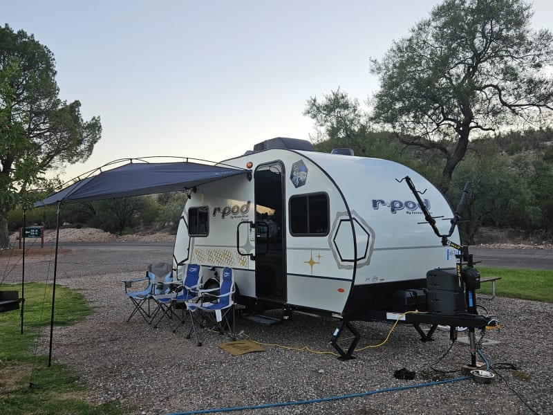 Awning and camping chairs (up to 4) can be added to your booking for a convenient fee.
